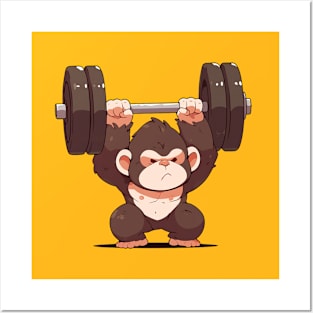 monkey at gym Posters and Art